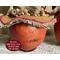 This shows the back of my apple gourd characters. I engrave their names into the shell using a pyrography pen, a great collectable!
